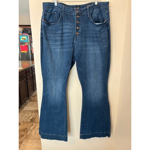 Judy Blue Dark Blue Flare Jeans - Picture 1 of 6